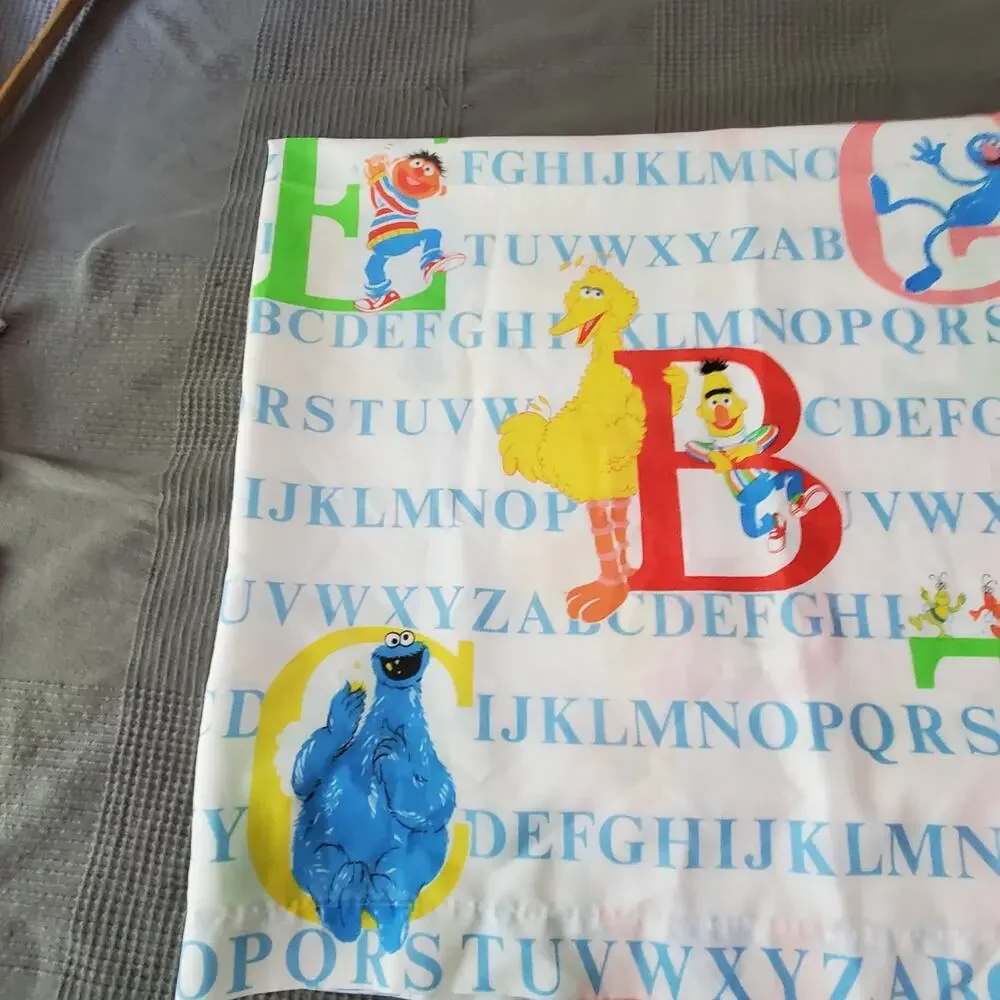 Vintage Sesame Street Twin Top Sheet Alphabet Big Bird American Lifestyle USA